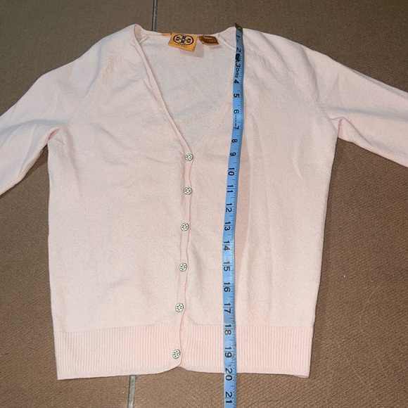 Tory Burch light pink WOOL V Neck Sweater M - Picture 5 of 12